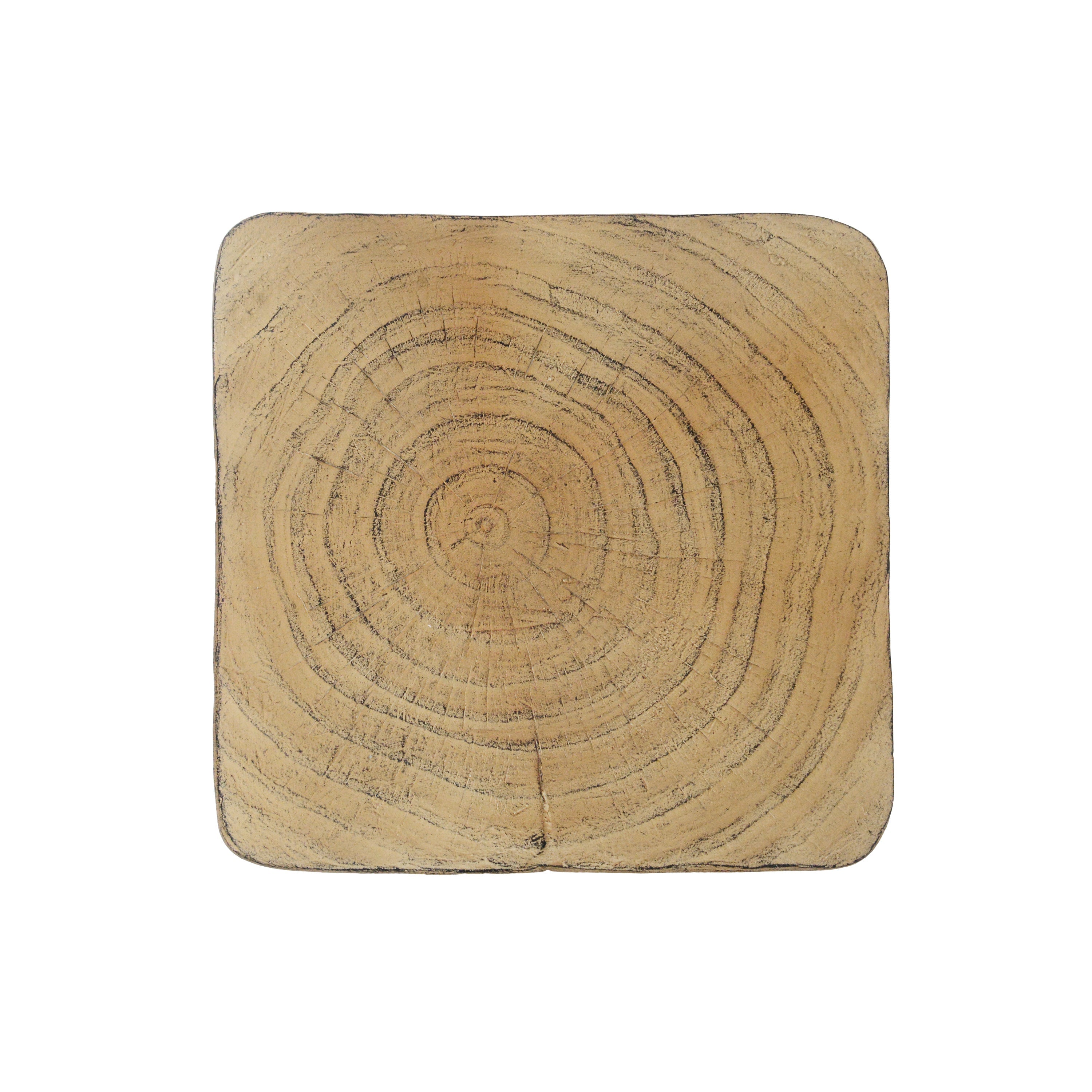 MGO Twist Shape Side Table, Wood-like Texture, Natural, 11.75x11.75x17 in
