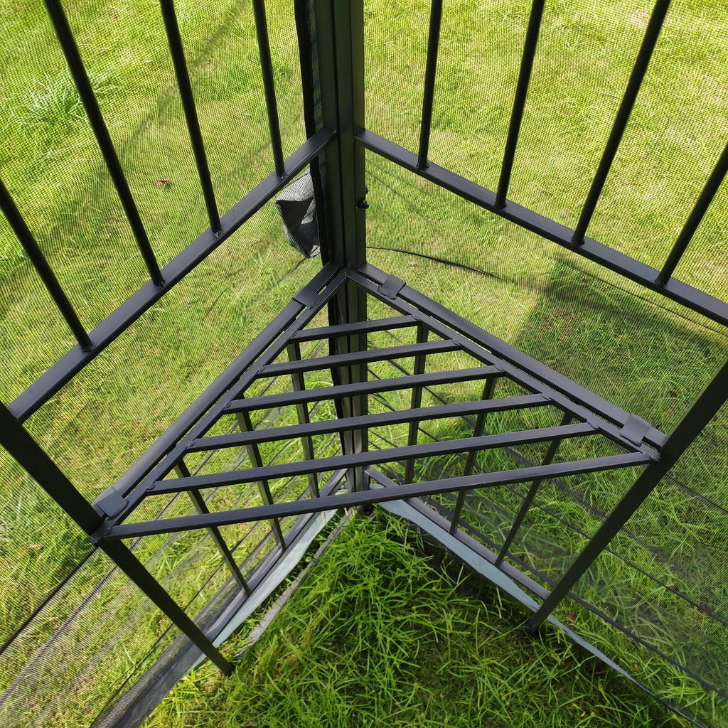 Gazebo Steel Gray 10x10 Ft Double Vented Roof Mesh Sidewalls UV-Resistant