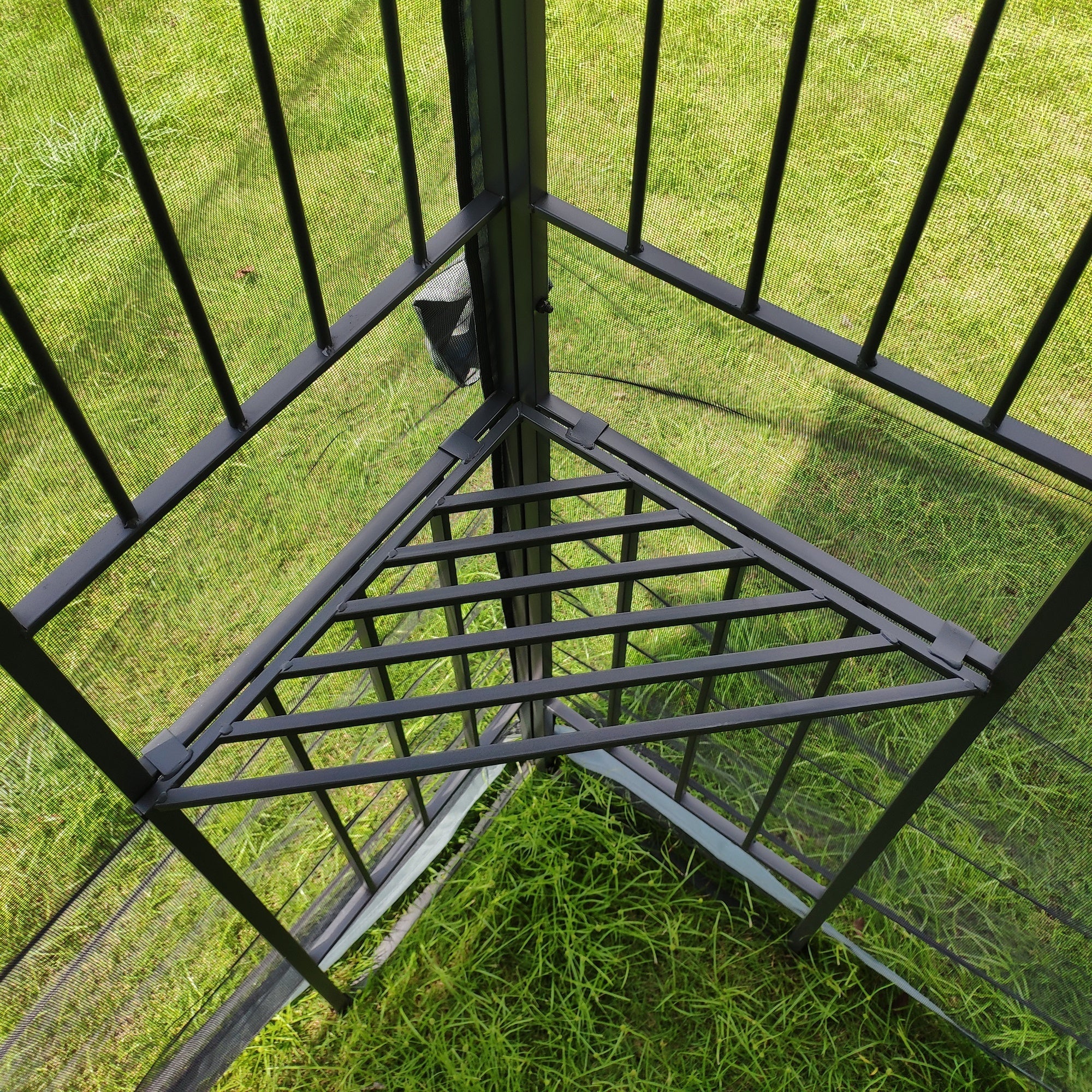 Gazebo Steel Gray 10x10 Ft Double Vented Roof Mesh Sidewalls UV-Resistant