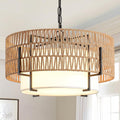 Boho Rattan Chandelier Pendant Light Natural Finish