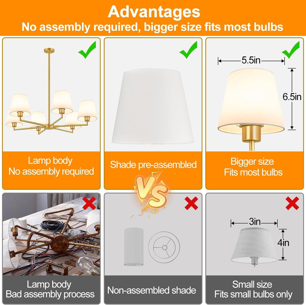 36 Inch Brushed Gold Chandelier Dining Room Light Fixture