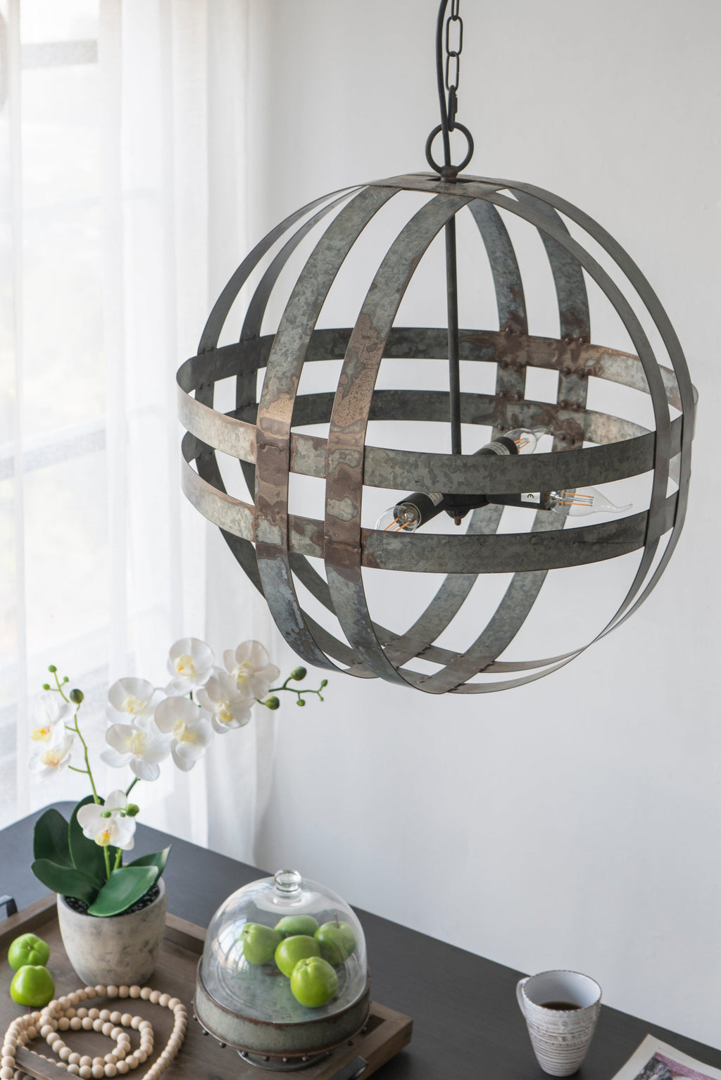 Chandelier 4-Light Galvanized Hanging Adjustable Chain Dining Room