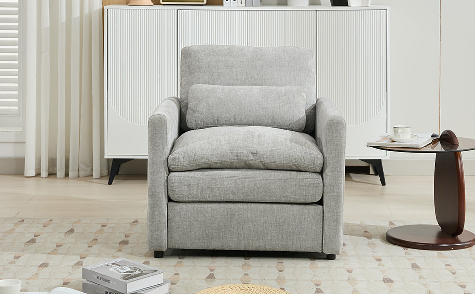31.9' Cozy Upholstered Armchair Oversized Comfy Cloud Sofa Double Cushion Single Sofa Plush Cushion Armchair for Living Room, Light Grey