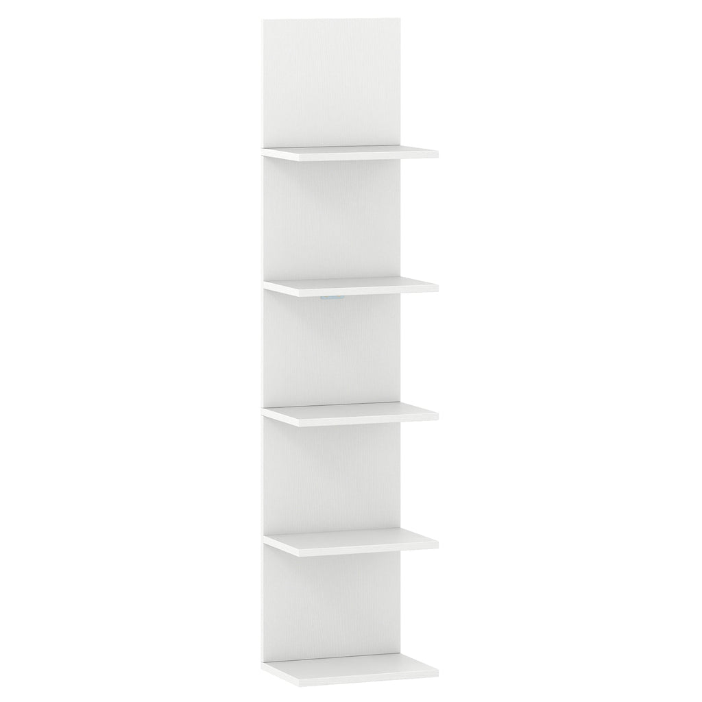 5-Tier Wall Mounted Shelf Unit with Wood Grain
