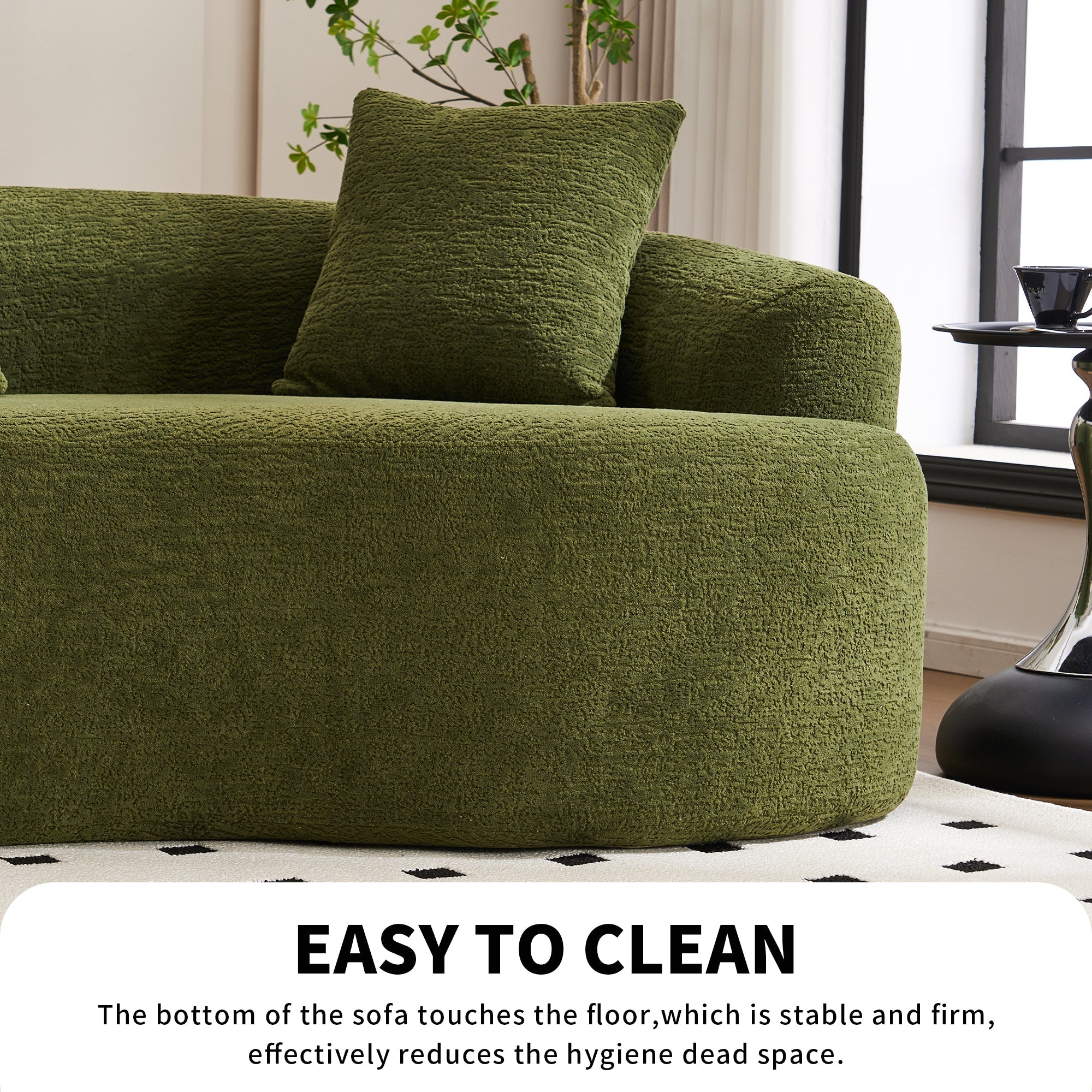 Full Compression Sponge Sofa Forest Green Curved Modular Sectional, Chenille Upholstery, 110''L