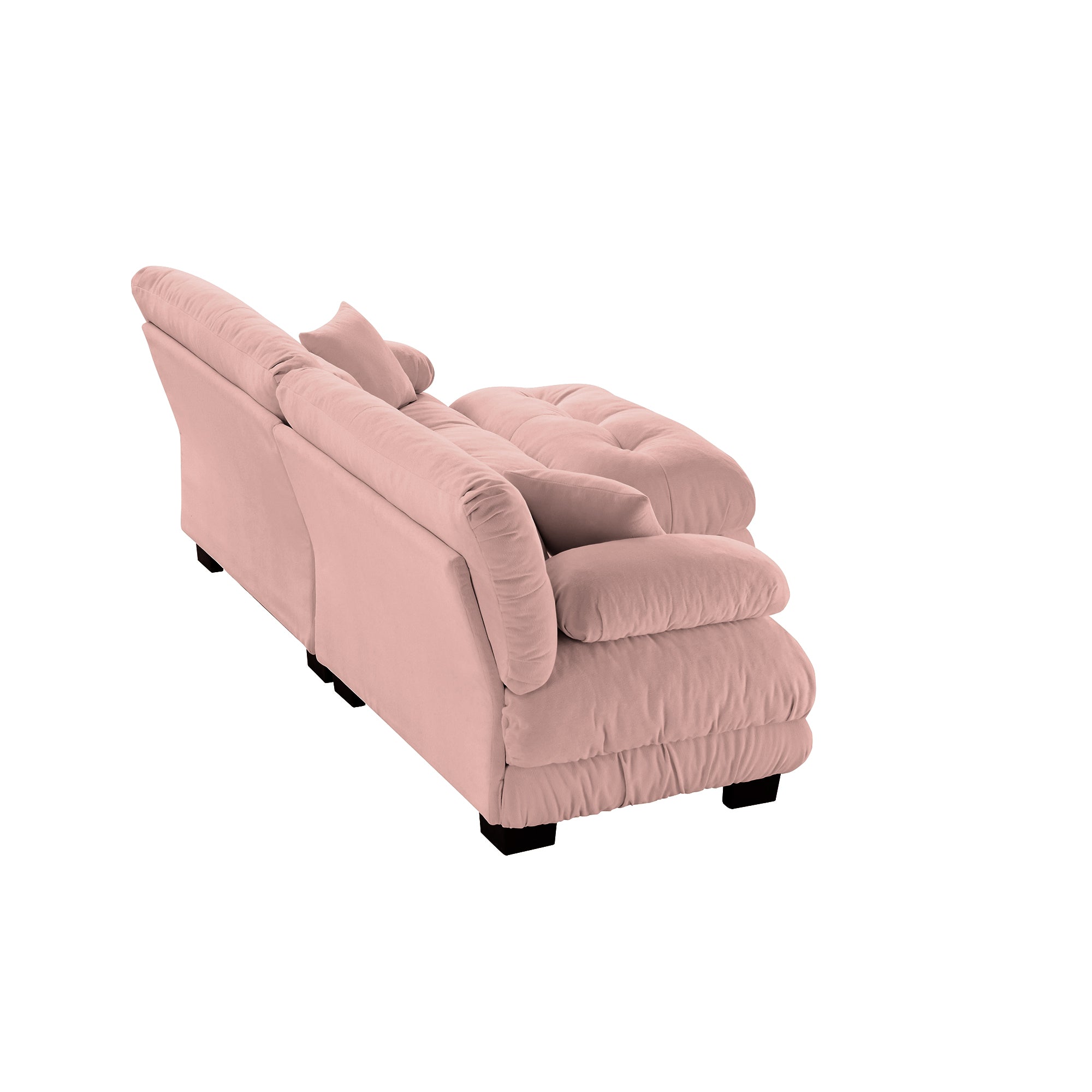 Sectional Sofa Curved Chenille Pink with Convertible Ottoman