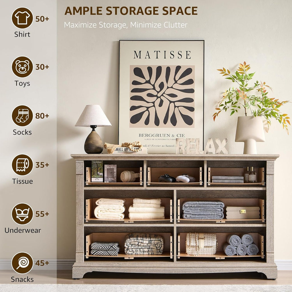 Dresser Cabinet FiftyFourInch Wide Distressed Oak Finish