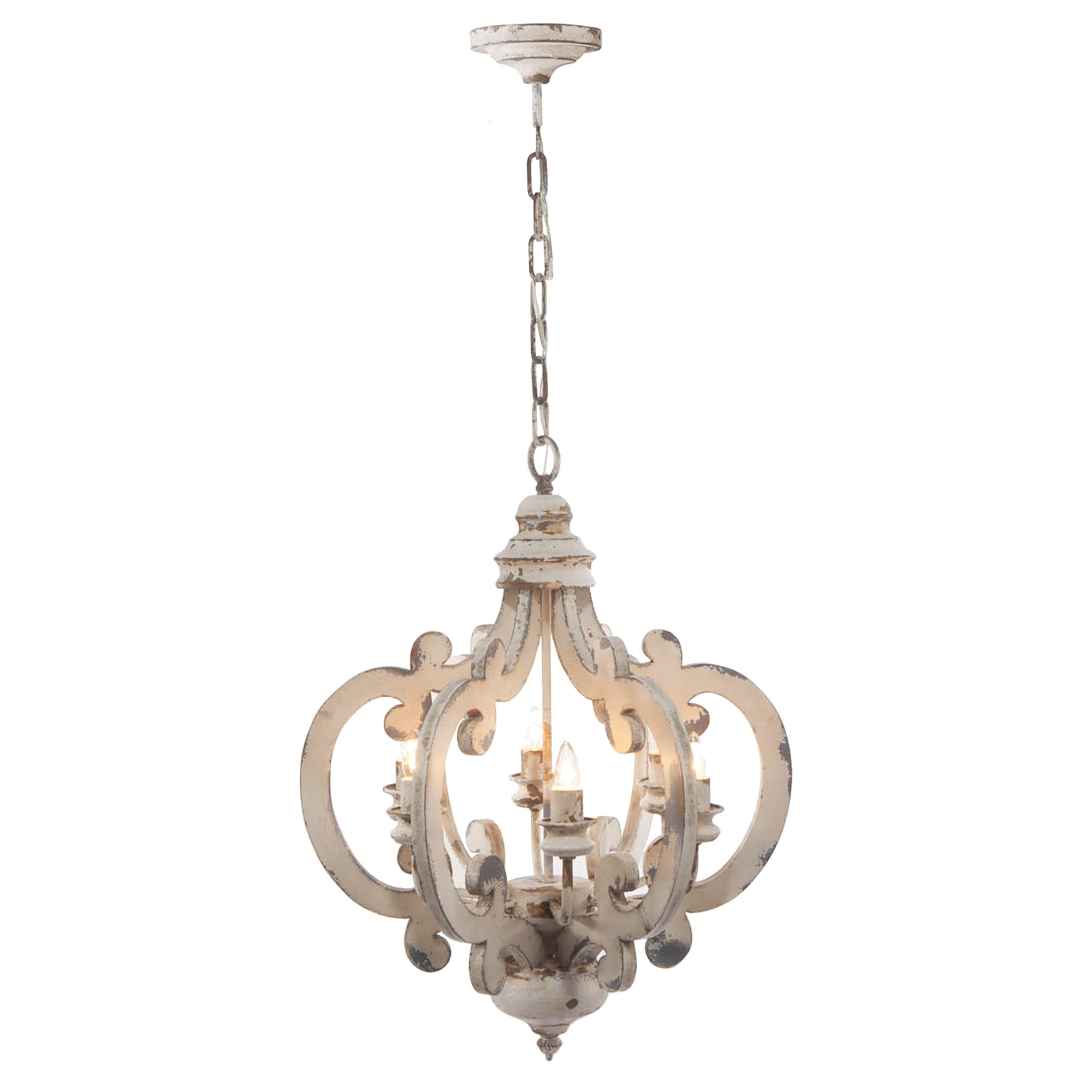 French Country Wood Chandelier 6-Light Farmhouse Pendant Adjustable Chain