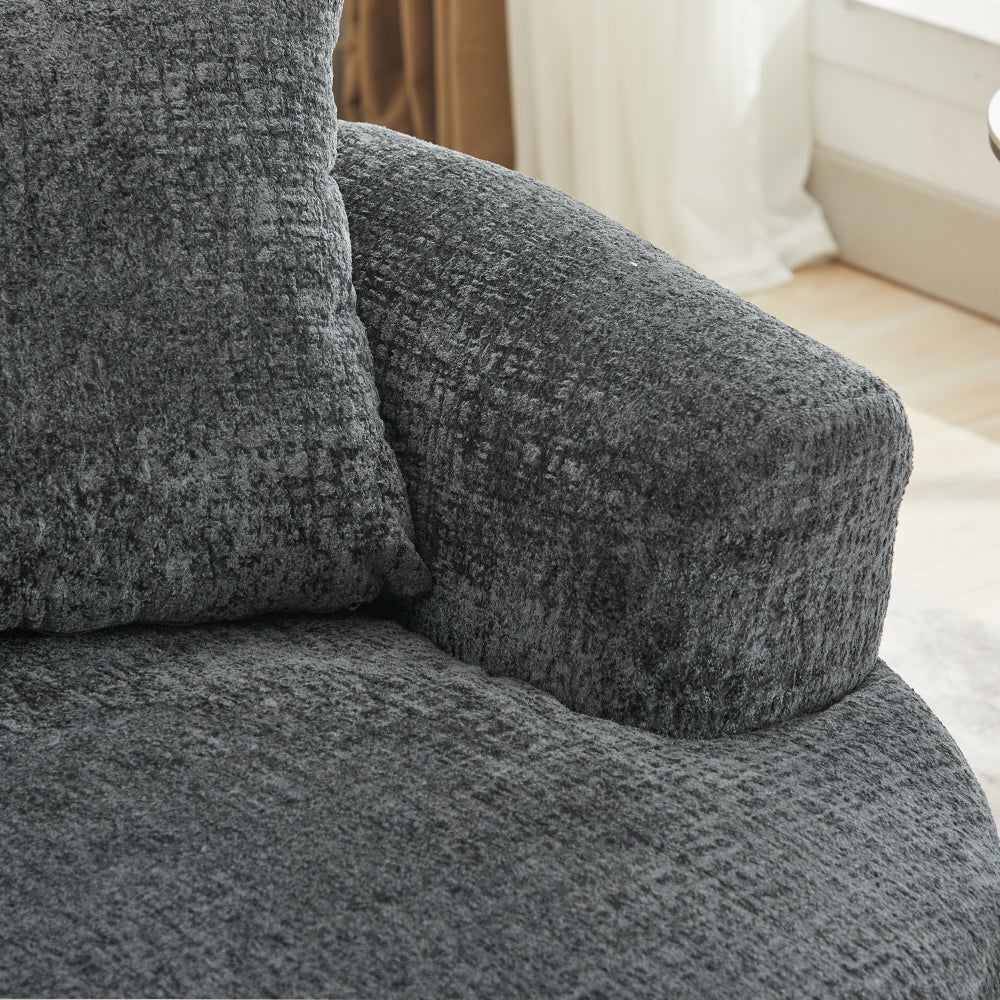 Loveseat Curved Chenille Deep Seat with 3 Pillows