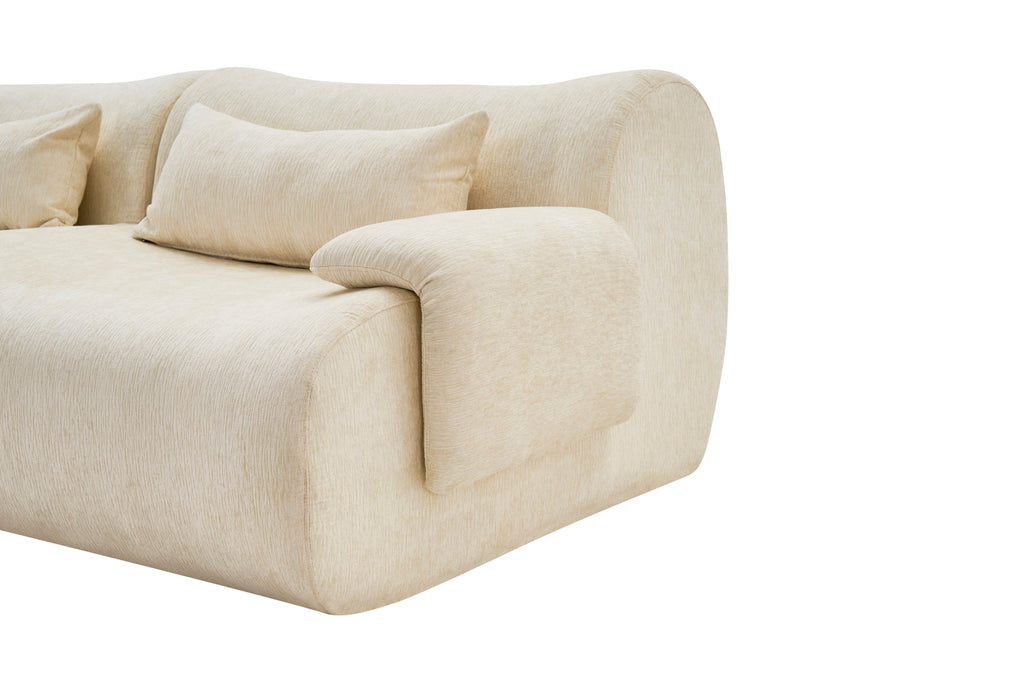 Sofa Curved White 3 Seater with Anti Slip No Assembly Chaise