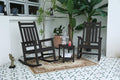 Outdoor Rocking Chair Set Plastic Gray 3 Piece with Side Table 380 LB