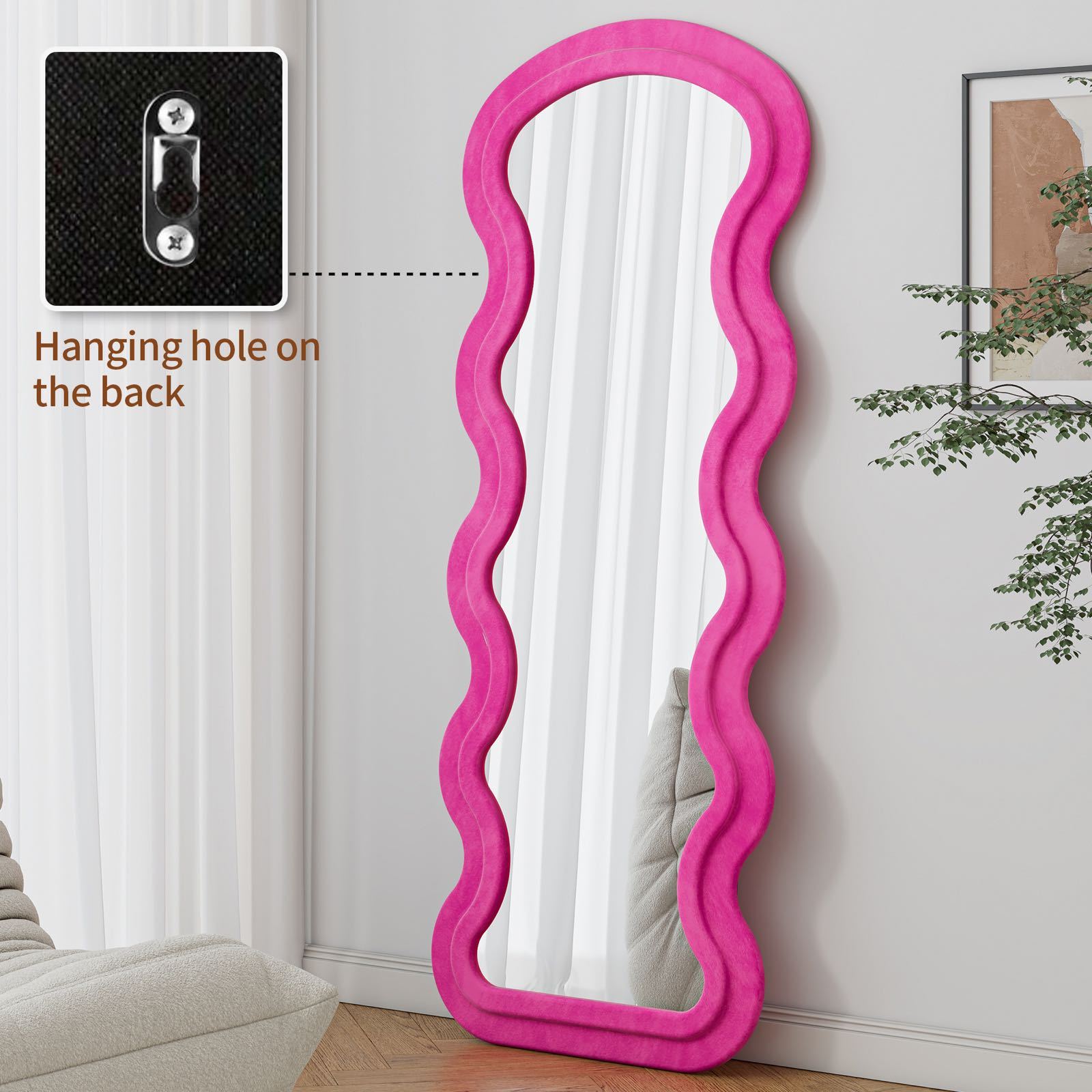 Floor Standing Full Length Mirror Wave Rose Bedroom Living Room Large