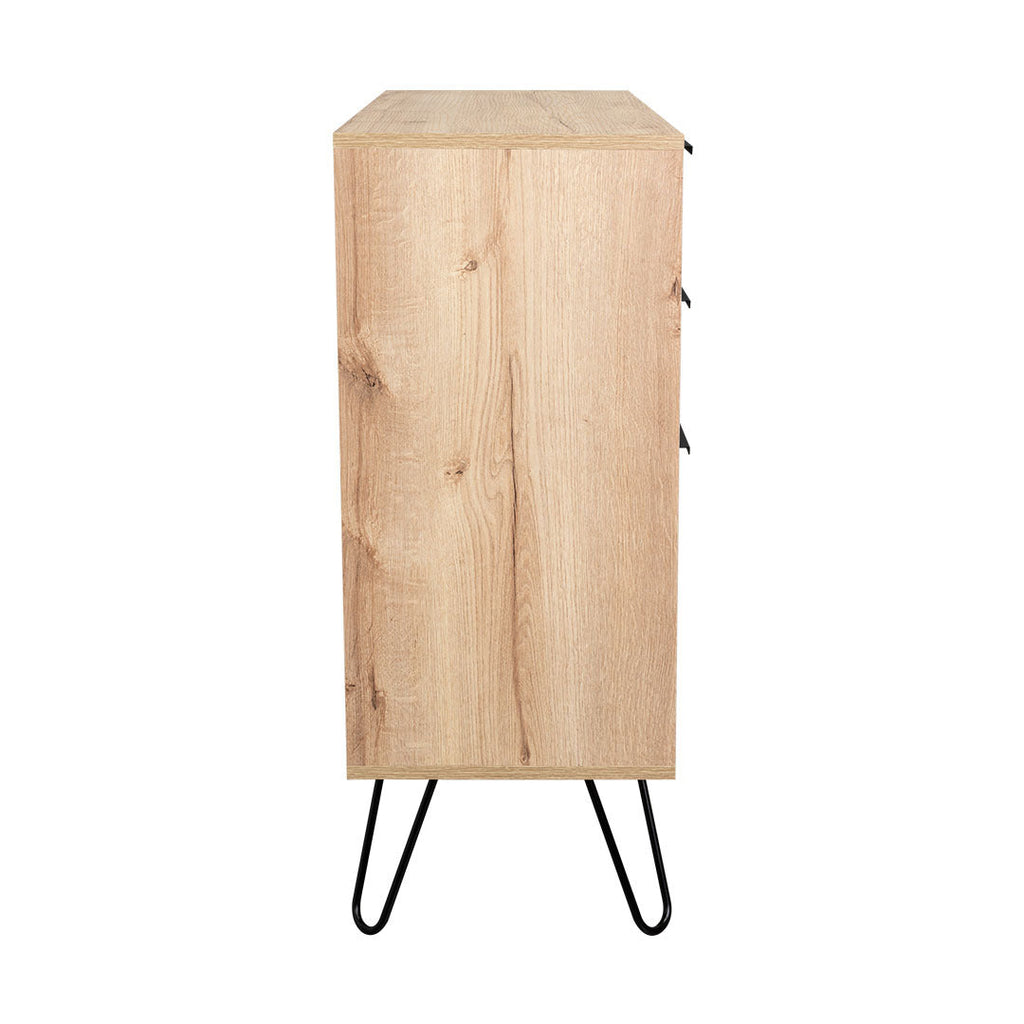 Dresser Modern Set of 2 3-Drawer Beige Particle Board Metal Legs 30.1x35.5 In