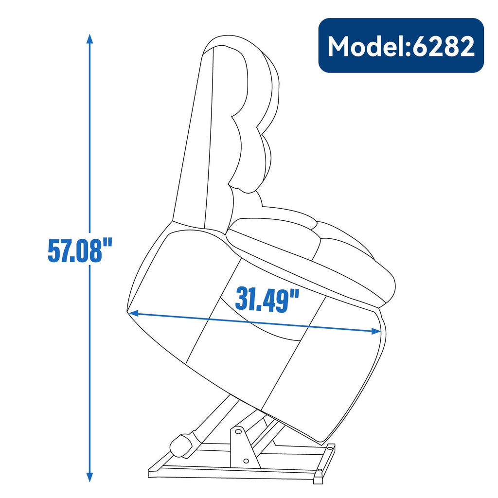 Lift Recliner Chair Heat Massage Dual Motor Infinite Position Up to 350 LBS Large Electric Power Lift Recliners with Power-Remote, Medium-firm and Heavy duty, Blue
