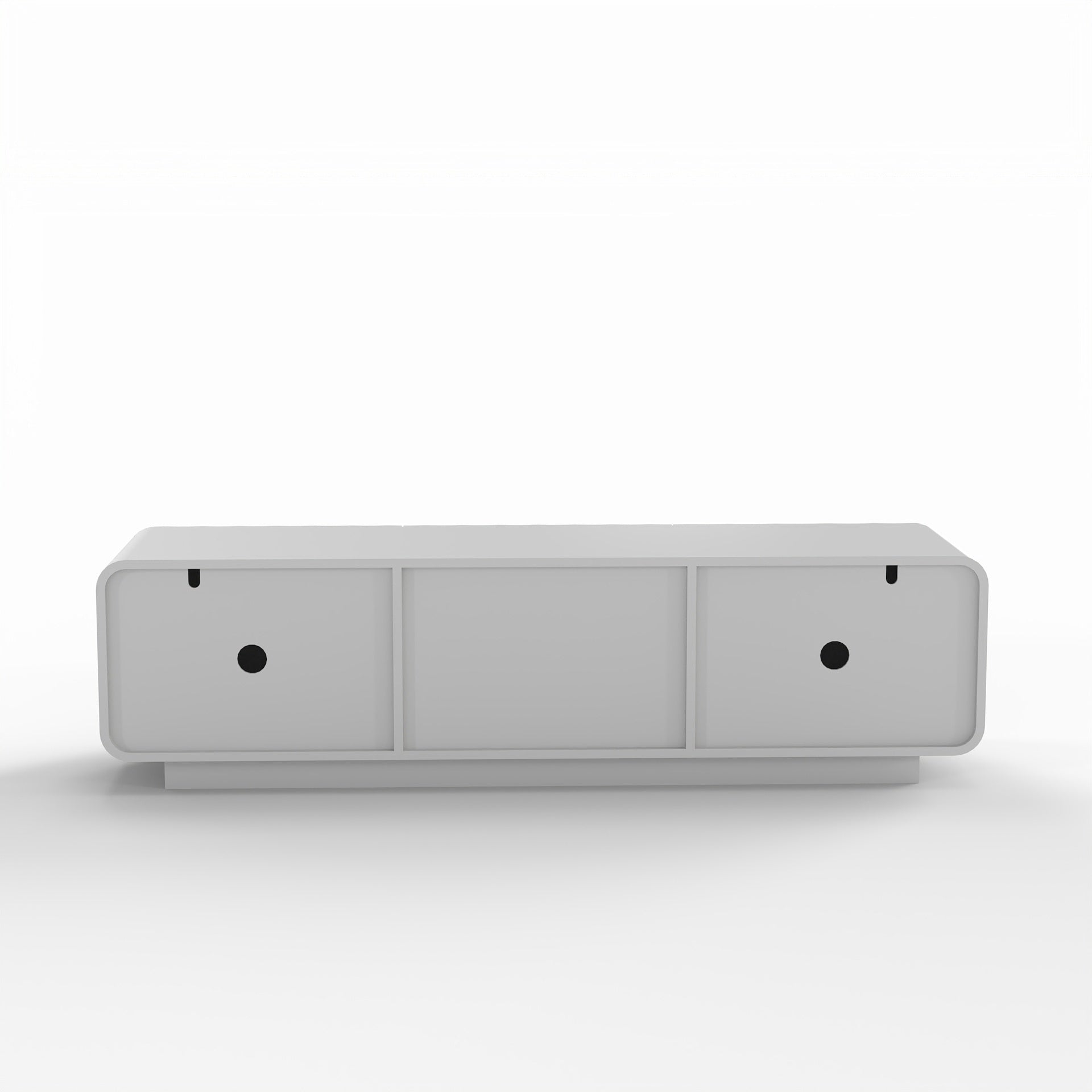 TV Stand Spiral Wave White MDF Floating Base Fits 60 In TV 58.3 In