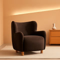 Brown Velvet Wingback Chair With Contoured Backrest