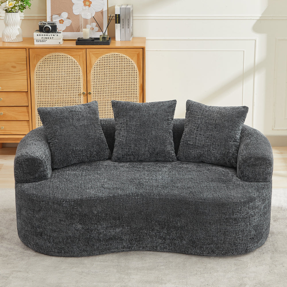 Loveseat Curved Chenille Deep Seat with 3 Pillows