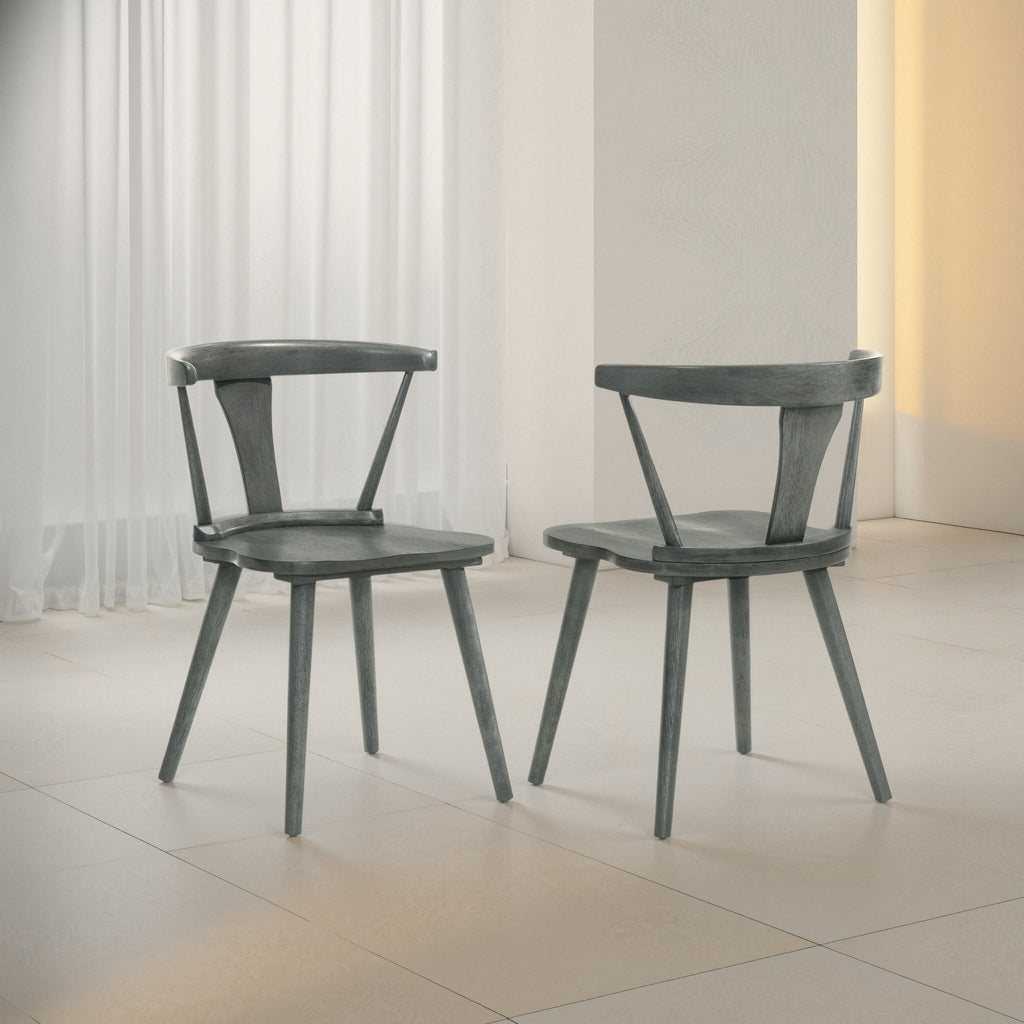 [Set of 2] Rustic Farmhouse Dining Chairs, Solid Wood Side Chairs for Kitchen & Dining Room, Easy Assembly