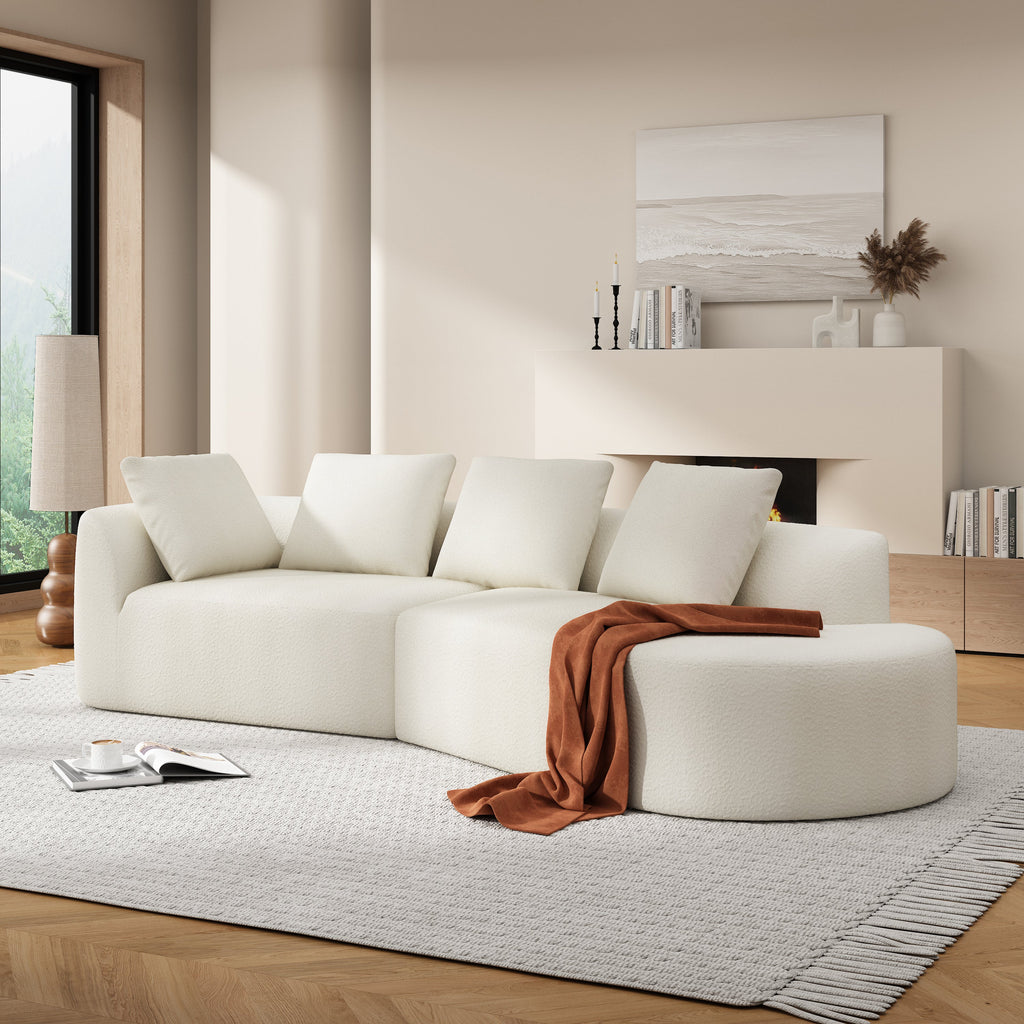 Sectional Sofa Modern Curved Pearl Upholstery 2-piece Right-Hand Chaise