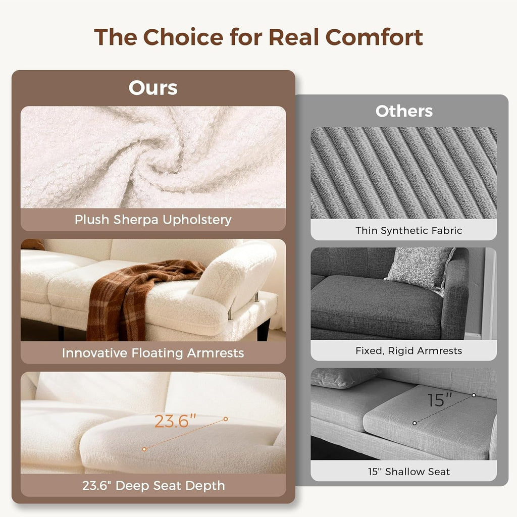 Beige Seventy Nine Inches Futon Sofa Bed Convertible