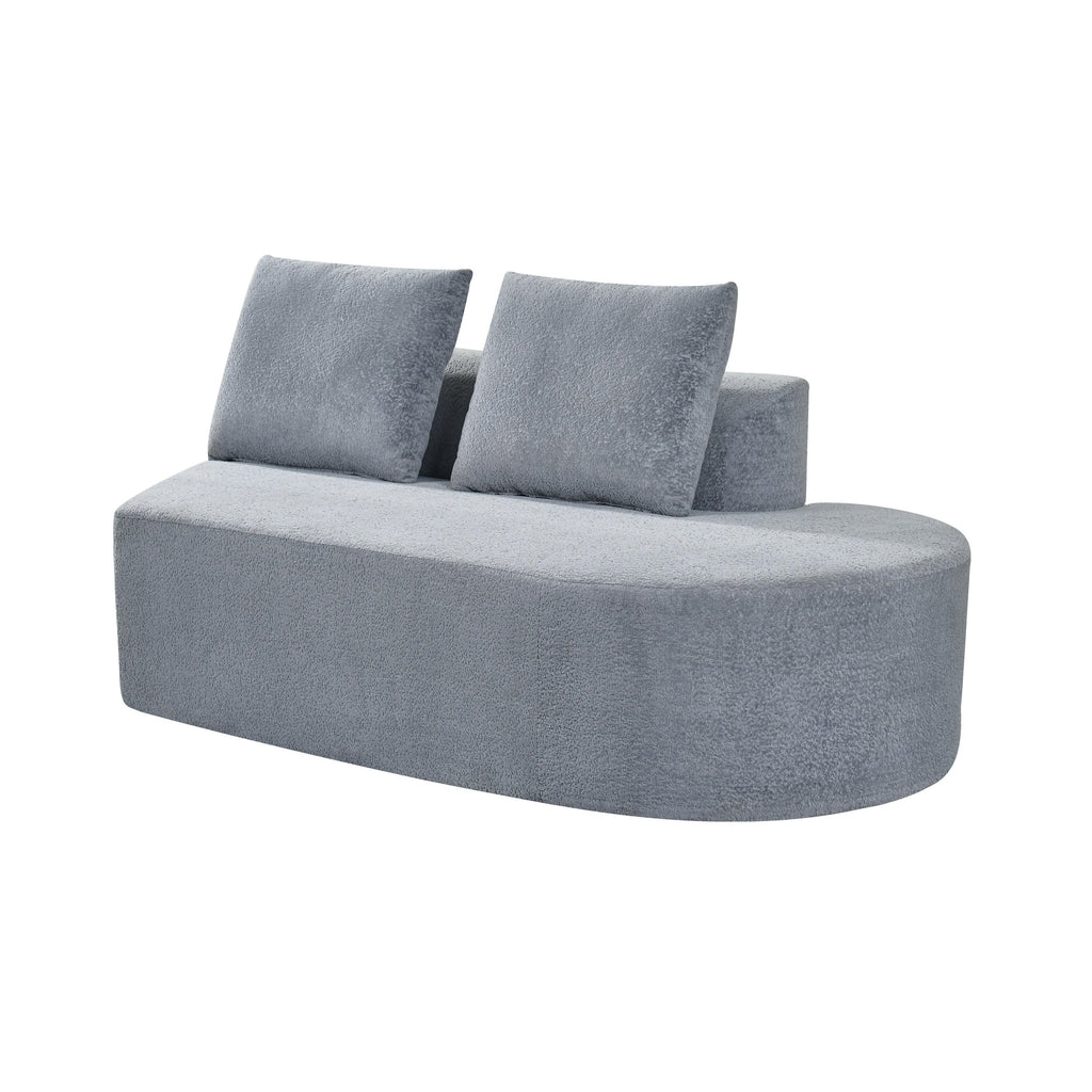 116' Modern Curved Sectional Sofa with High-Density Fully Compressed Sponge and Chaise Lounge, Pearl Upholstery, 2-Piece Set, Fully Assembled Right Hand Facing, Perfect for Living Room, Lounge
