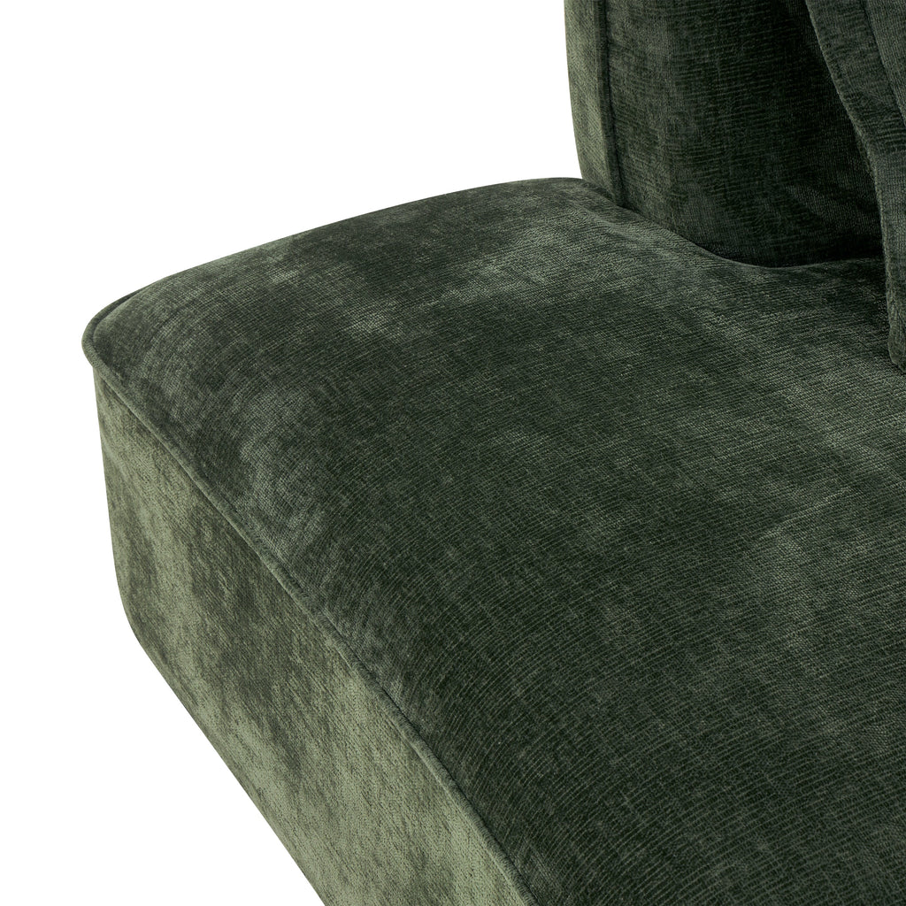 Sectional Sofa L-Shape Deep Seat Polyester Green 4 Seat 121 In