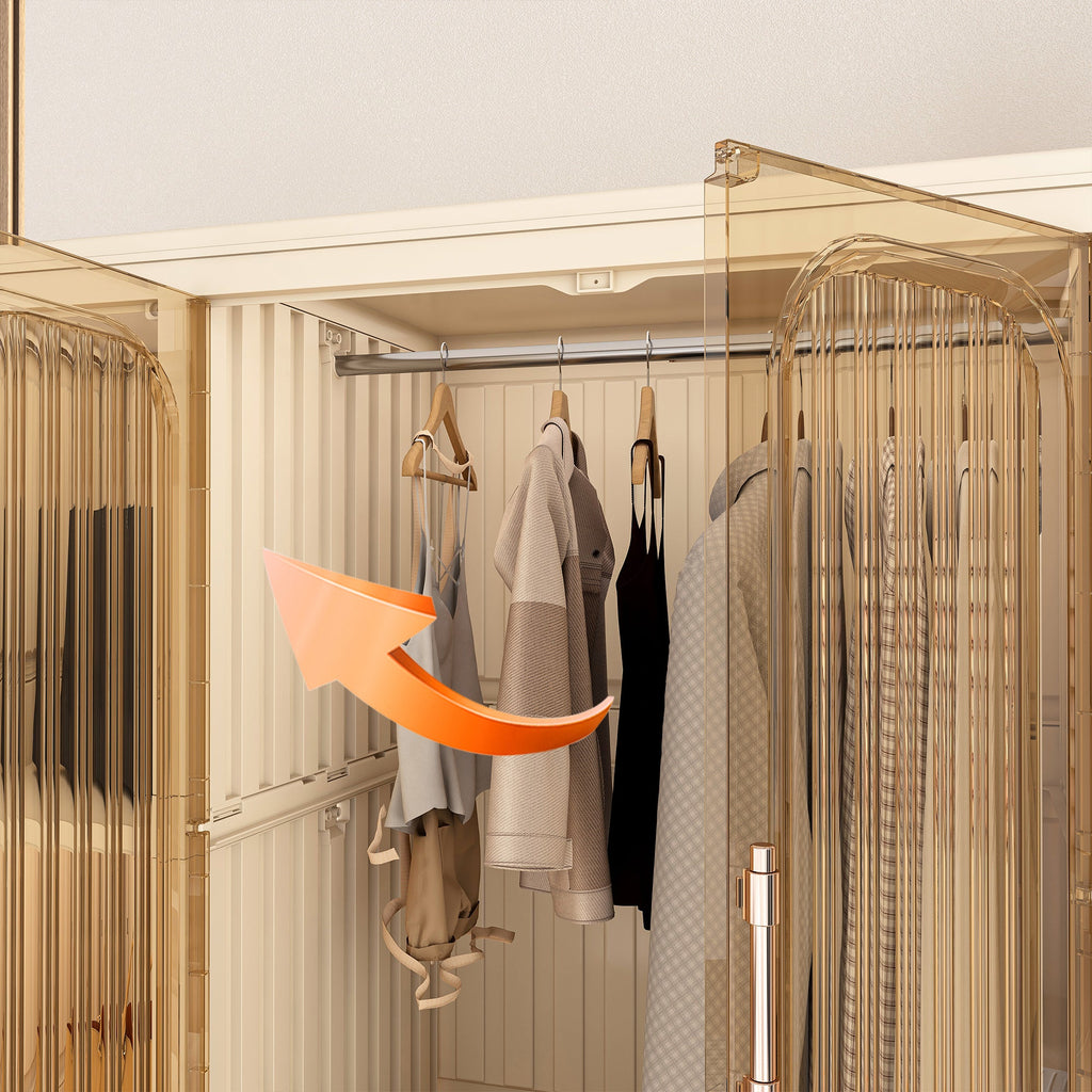 Wardrobe Closet Organizer PP Creamy White 12-Cube Hanging Rod 48x62.2 In