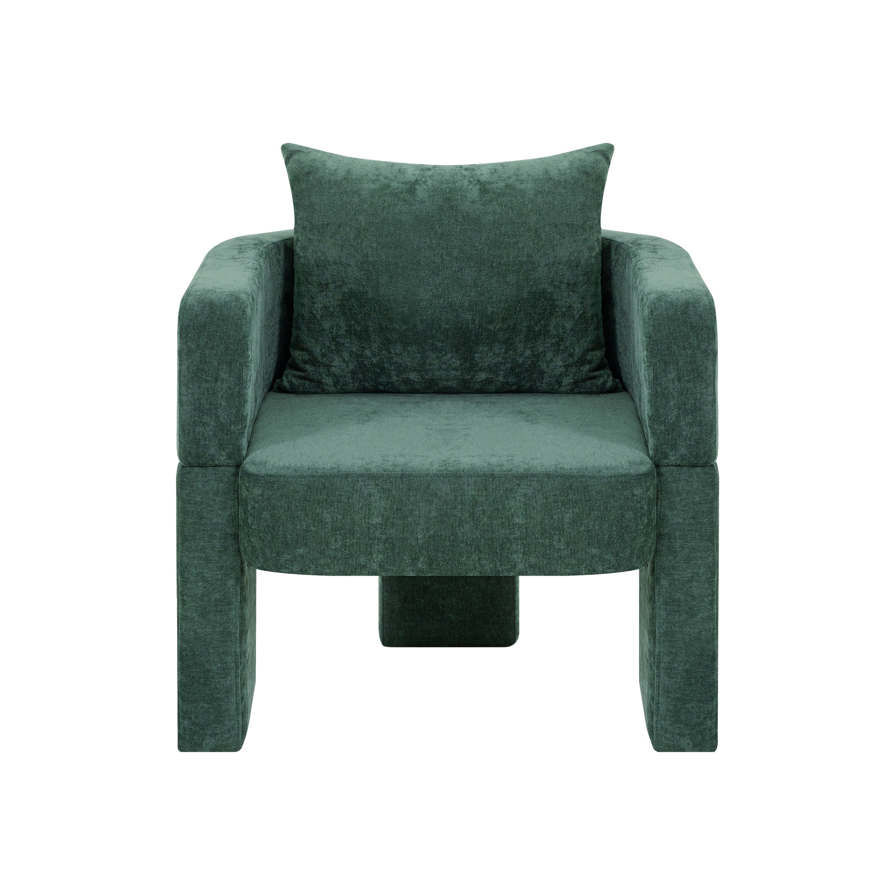 Modern 3-Leg Chenille Accent Chair with Ergonomic Arms & Removable Pillow