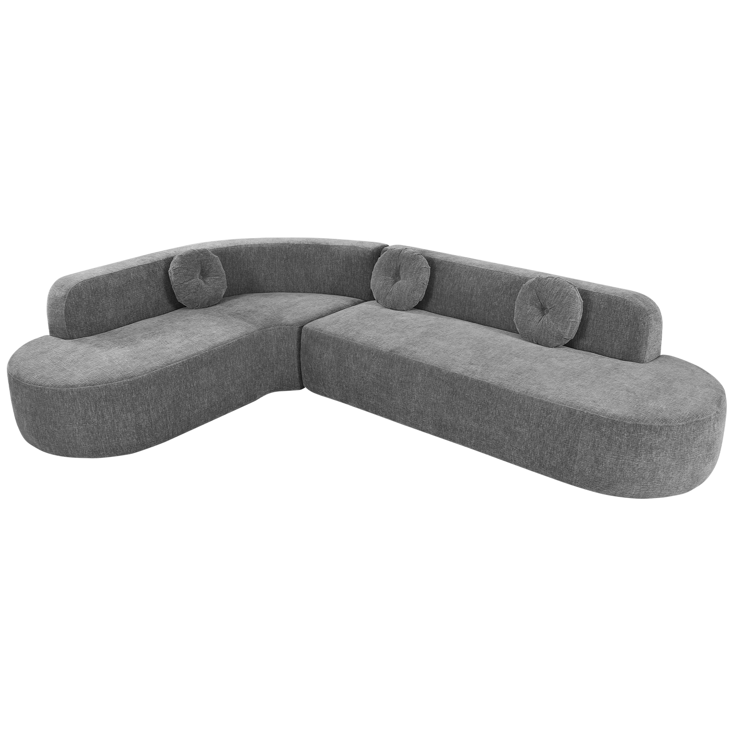 Sofa Sectional Modern Curved Design Soft Fabric Upholstery Roomy 122 Inch Length