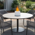 7" White And Clear Stainless Steel And Glass Bioethanol Portable Tabletop Firepit