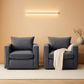 Grey Upholstered Swivel Armchair Twin Pack LivingRoom