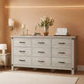 59 Inch Washed Grey Modern Farmhouse DresserWithNineDrawers