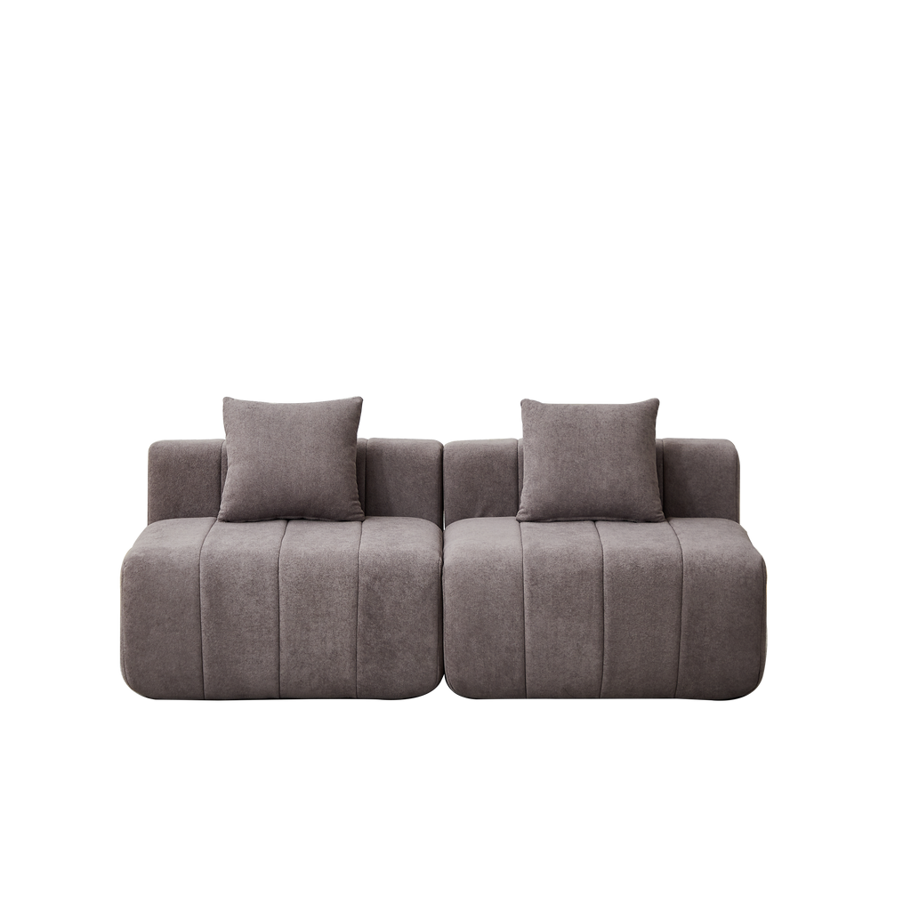 Sectional Sofa Modular Chenille with Symmetrical Design and Two Pillows