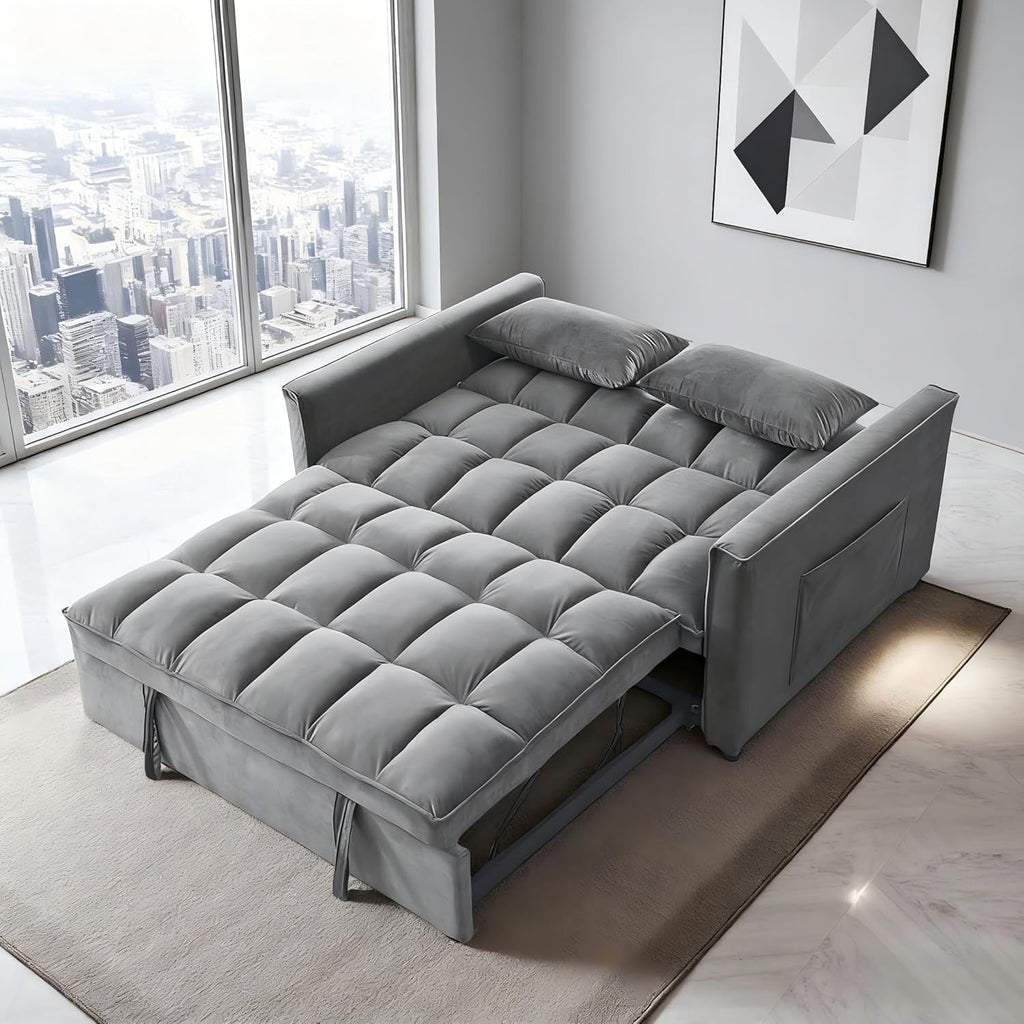 54 Inches Convertible Sofa Bed With Adjustable Backrest