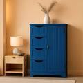 Navy Blue Wooden Bathroom Floor Cabinet With 4 Drawers And Cupboard