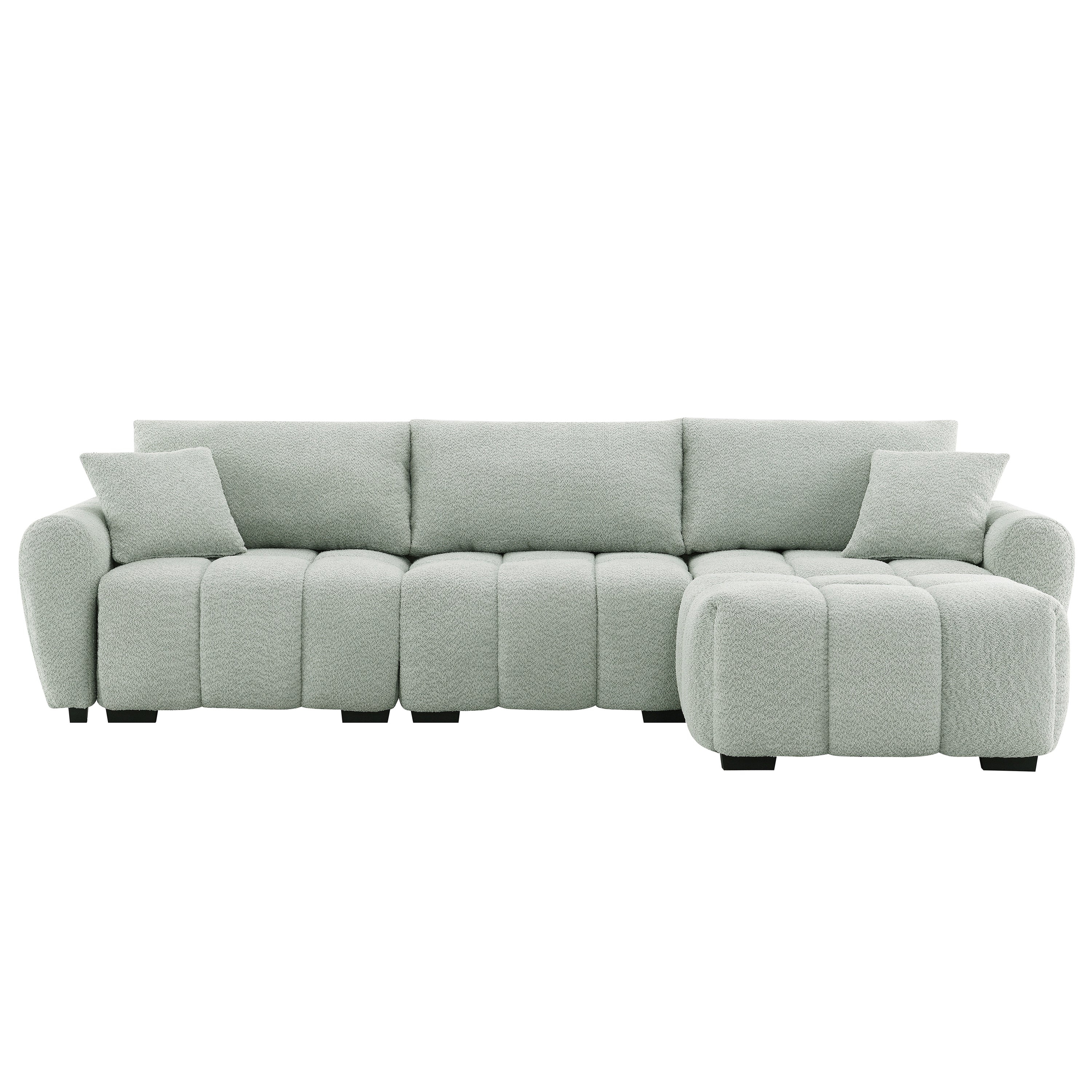 Sectional Sofa L-Shaped Boucle with Movable Ottoman Extra-Large Seat 3 Colors