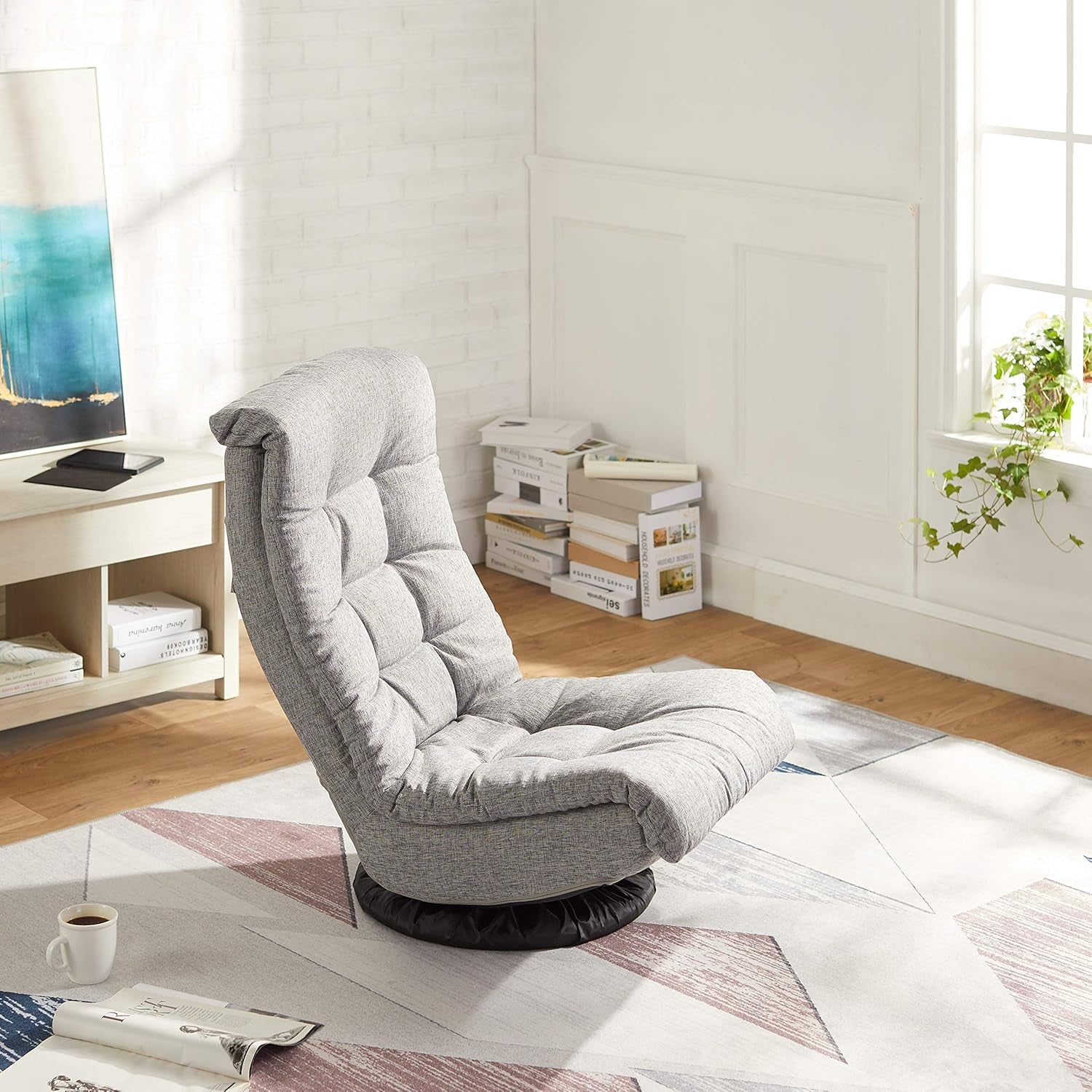 Grey Adjustable Swivel Ergonomic Headrest Lounge Chair
