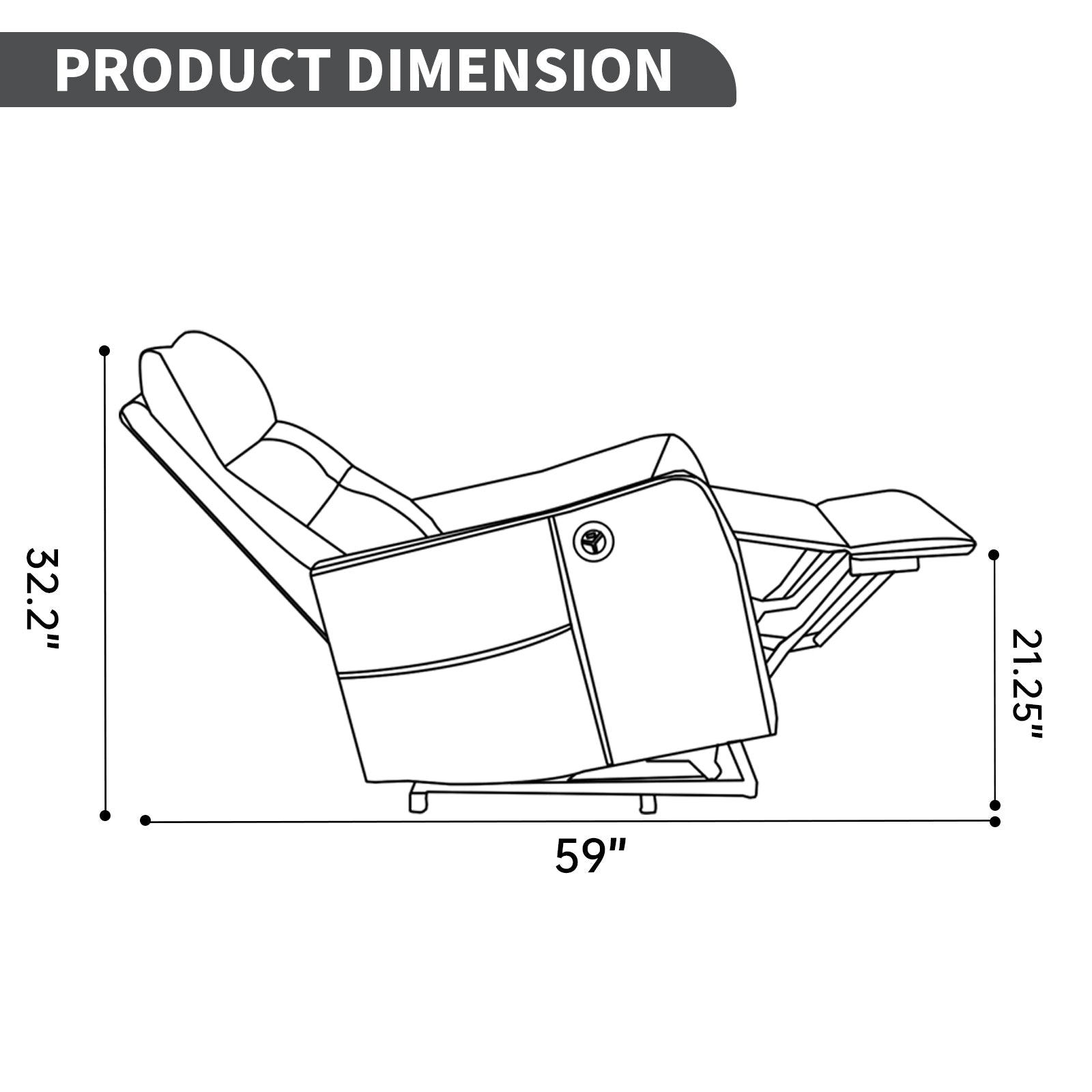 Deep Grey PU Single Motor Power Lift Recliner Chair with Massage and Heat for Elderly, Heavy Duty Motion Mechanism and One USB for Charging, Max Reclining Angle 155°