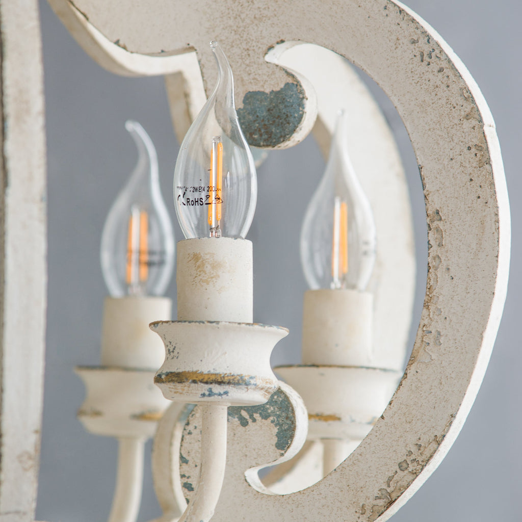 French Country Wood Chandelier 6-Light Farmhouse Pendant Adjustable Chain