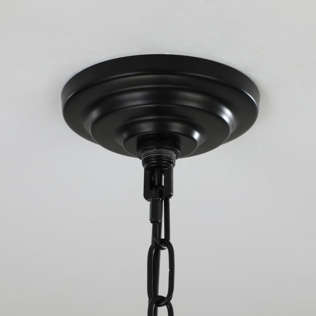 Chandelier 8-Light Black Chrome Geometric Industrial Metal Pendant 18 In