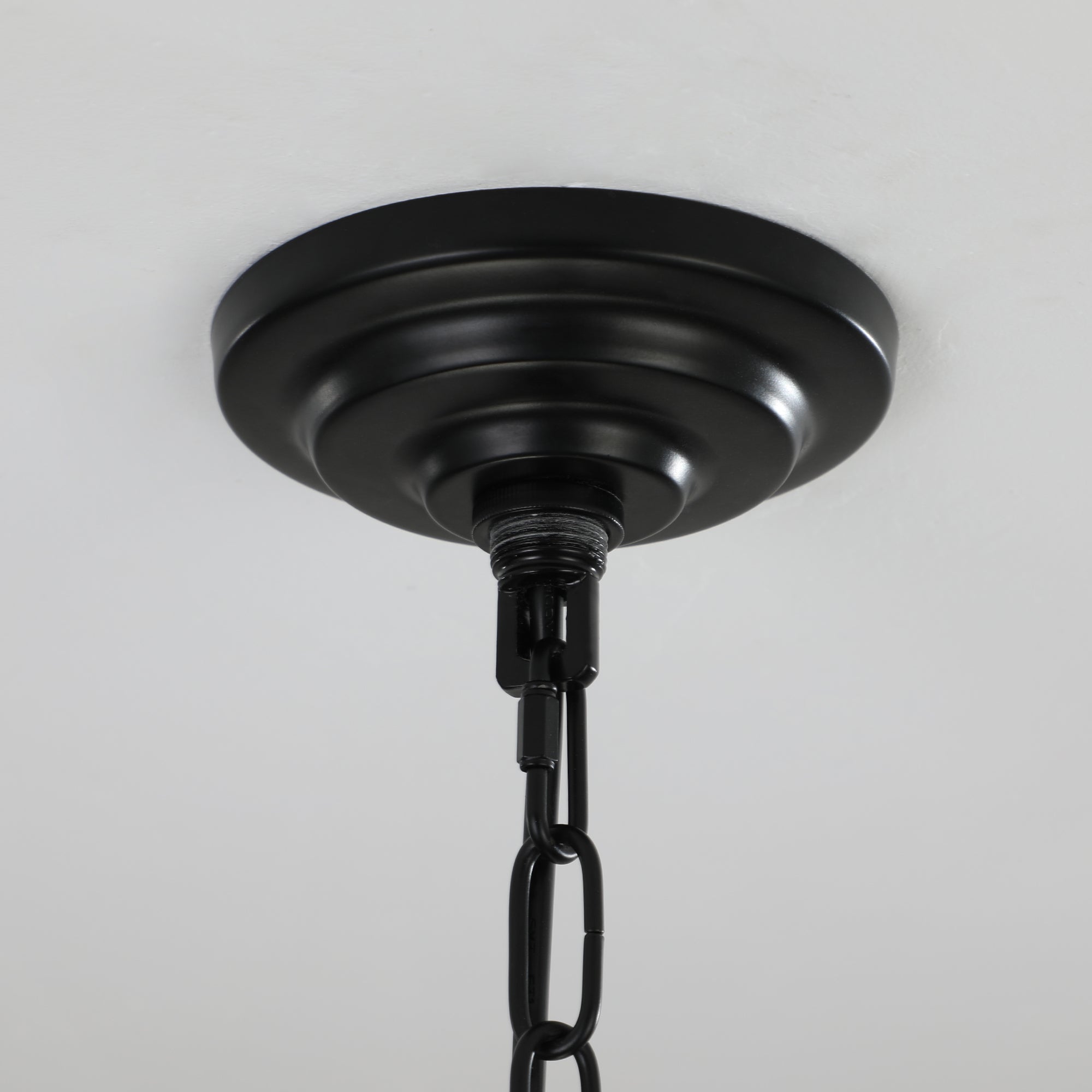 Chandelier 8-Light Black Chrome Geometric Industrial Metal Pendant 18 In