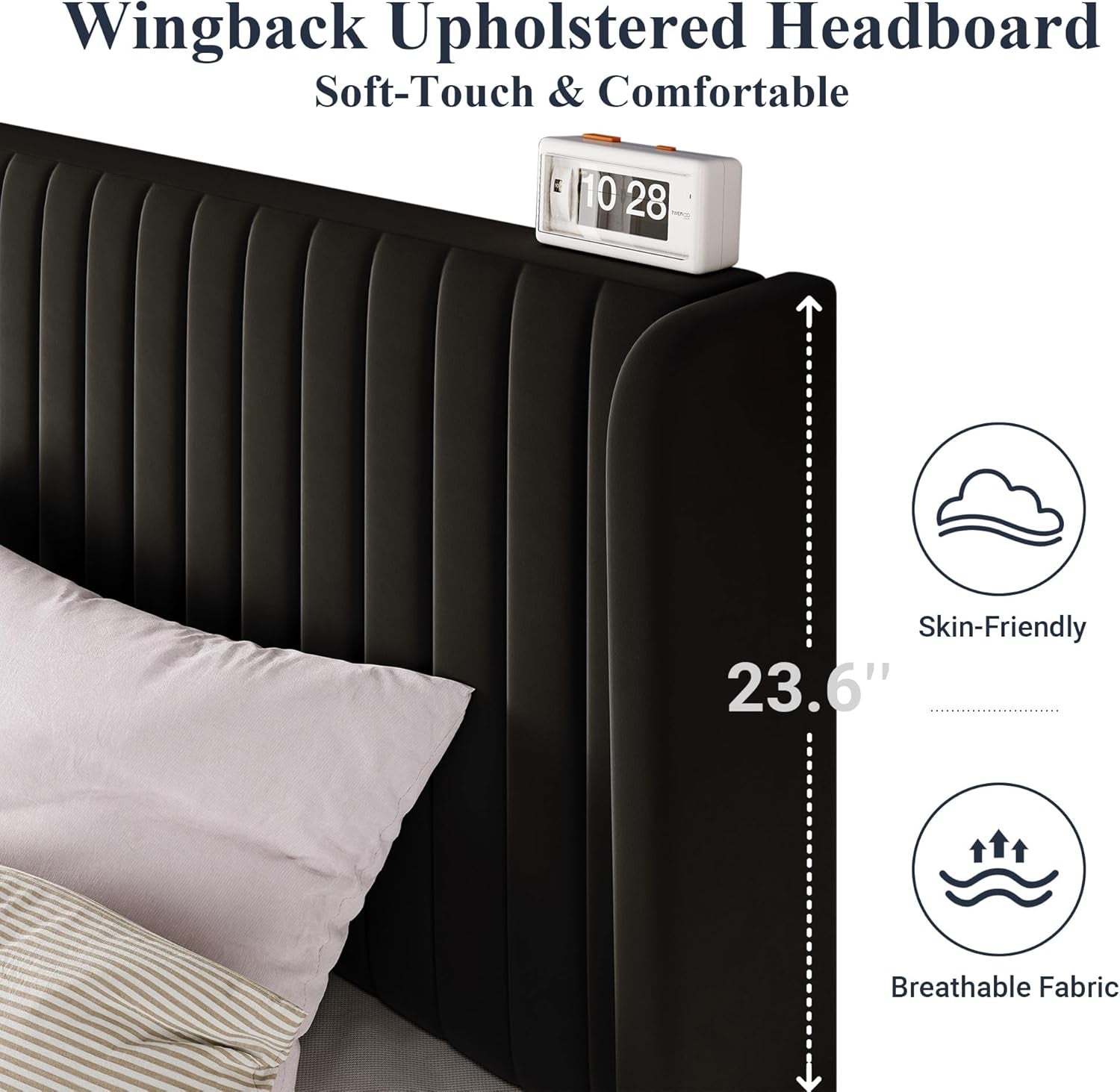 Queen Size Velvet Bed Frame With Wingback Headboard Storage