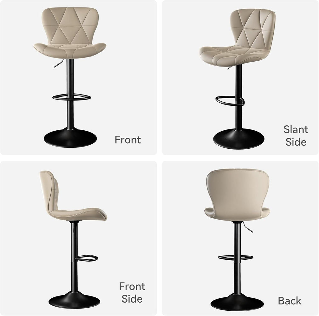 Adjustable Swivel Bar Stools Set of 2 in Khaki Finish