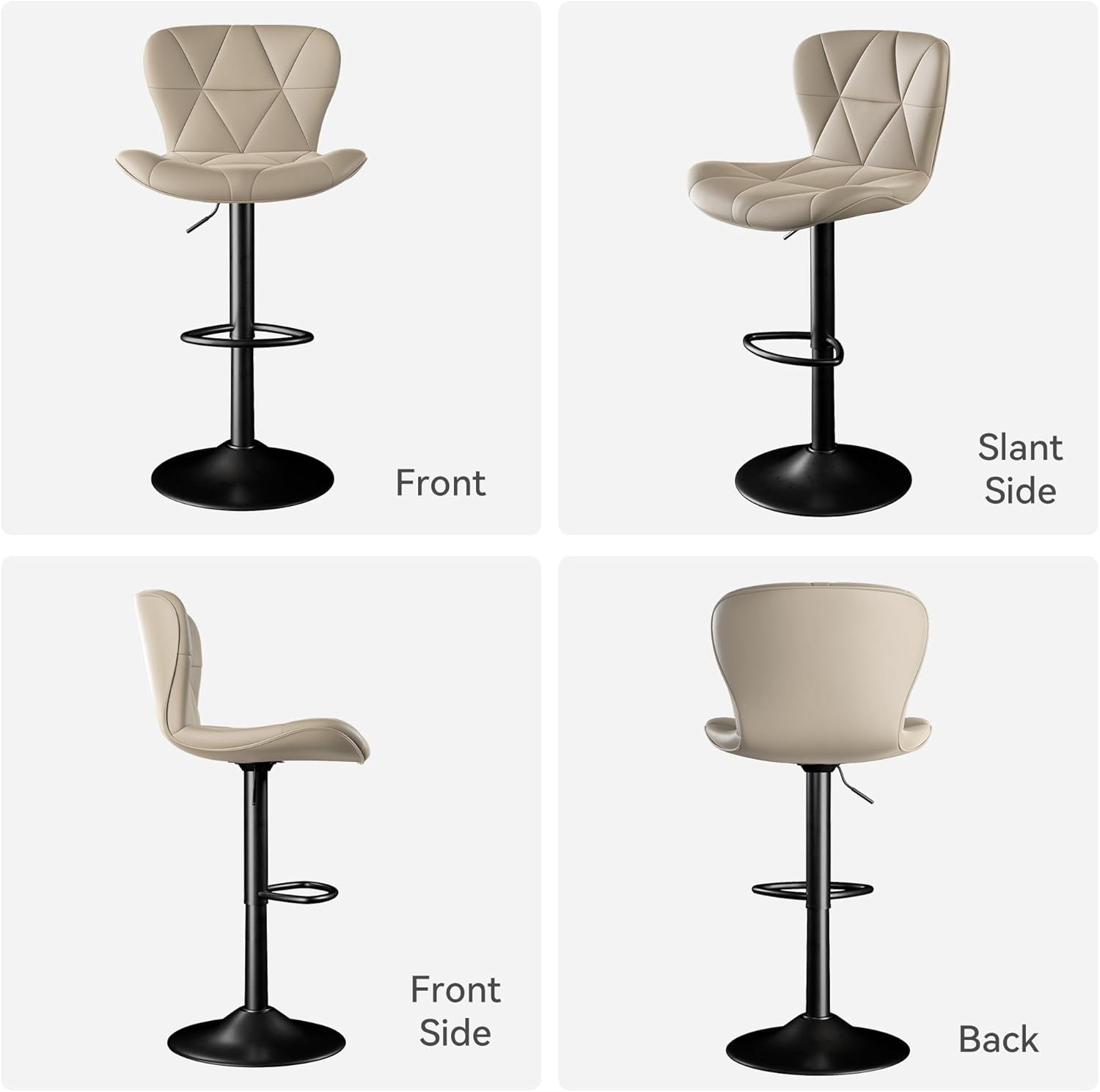 Adjustable Swivel Bar Stools Set of 2 in Khaki Finish