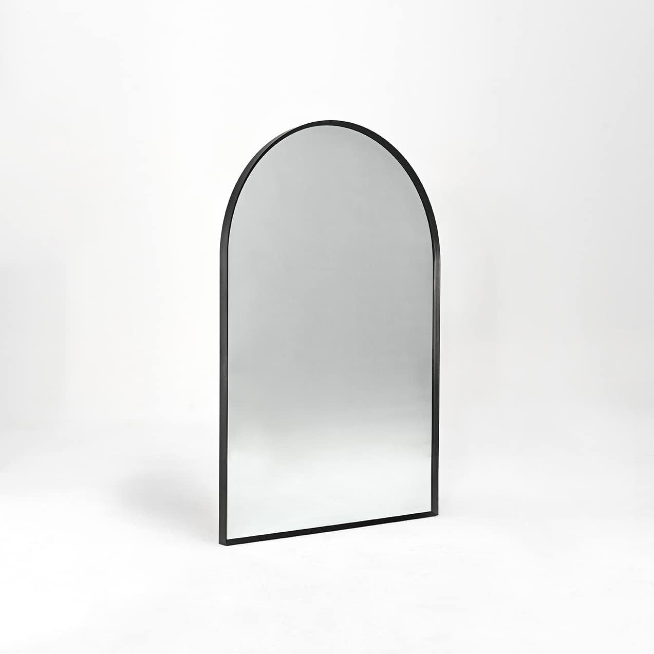 Bathroom Wall Mirror Arched Black Metal Frame 24x36 Inch Entryway