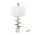Verdant Agate-Slice Table Lamp with Marble Base