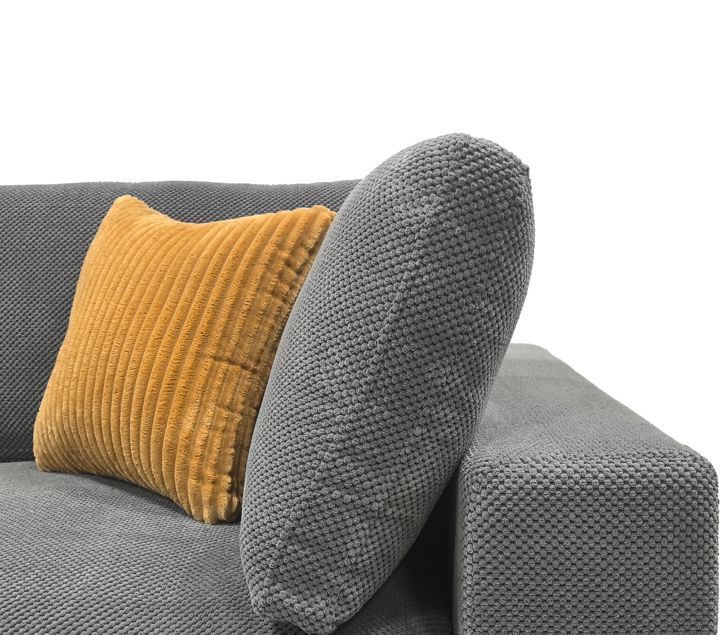 Sectional Sofa Modular Coffee Bean Upholstery with Toss Pillows