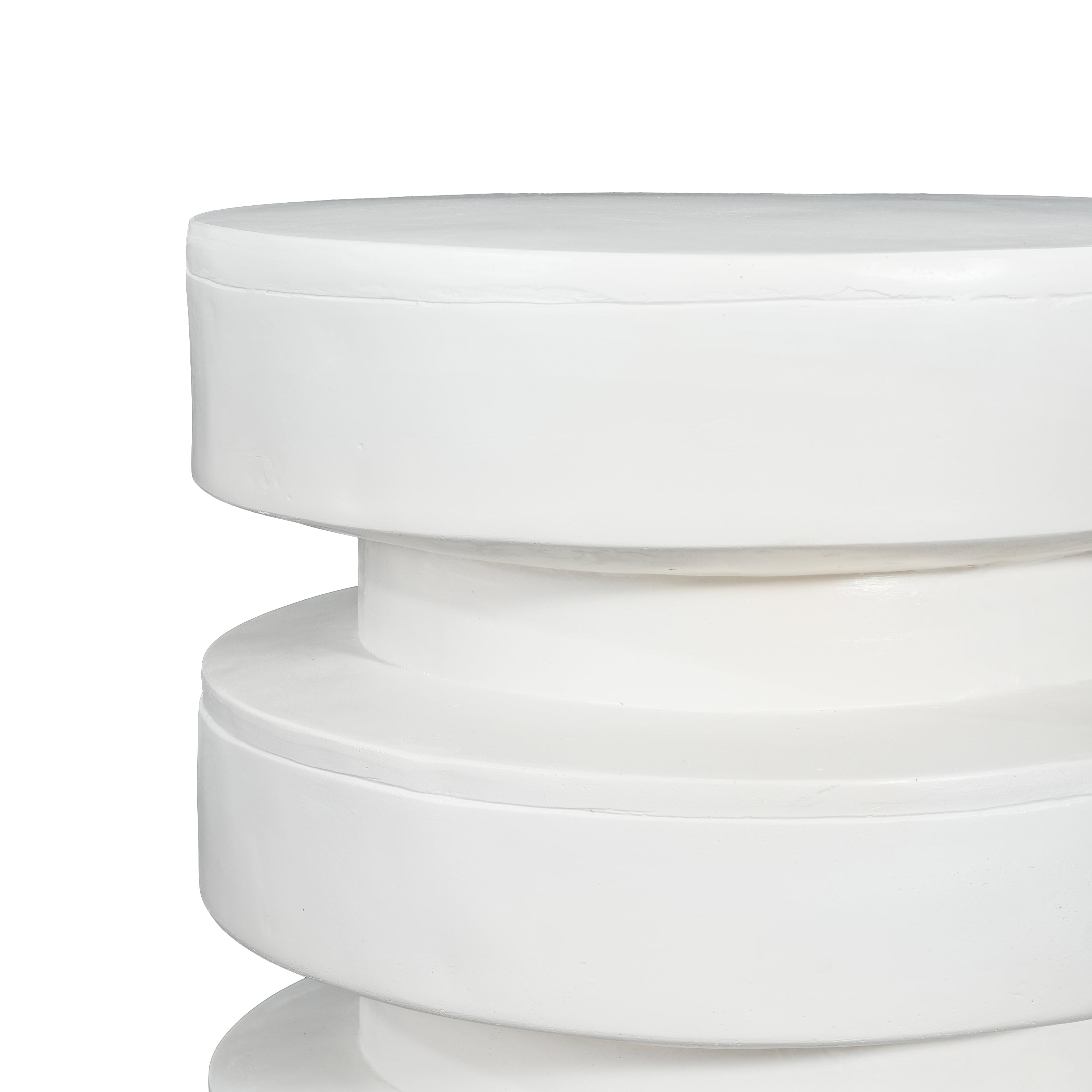 MGO Round Side Table, 3-Tier Design, Indoor Outdoor, 14.2x19.4 in, White