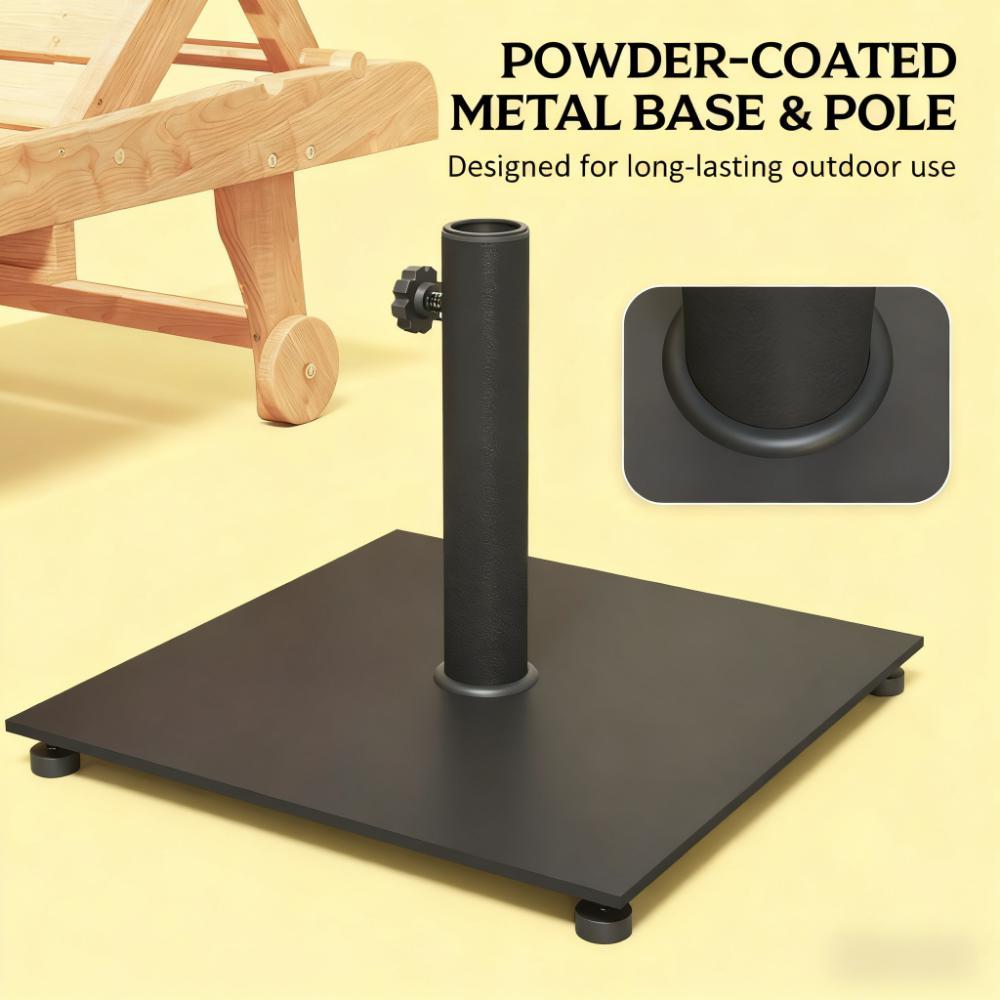 Umbrella Stand Base Square Metal with Adjustable Foot Pads Heavy Duty