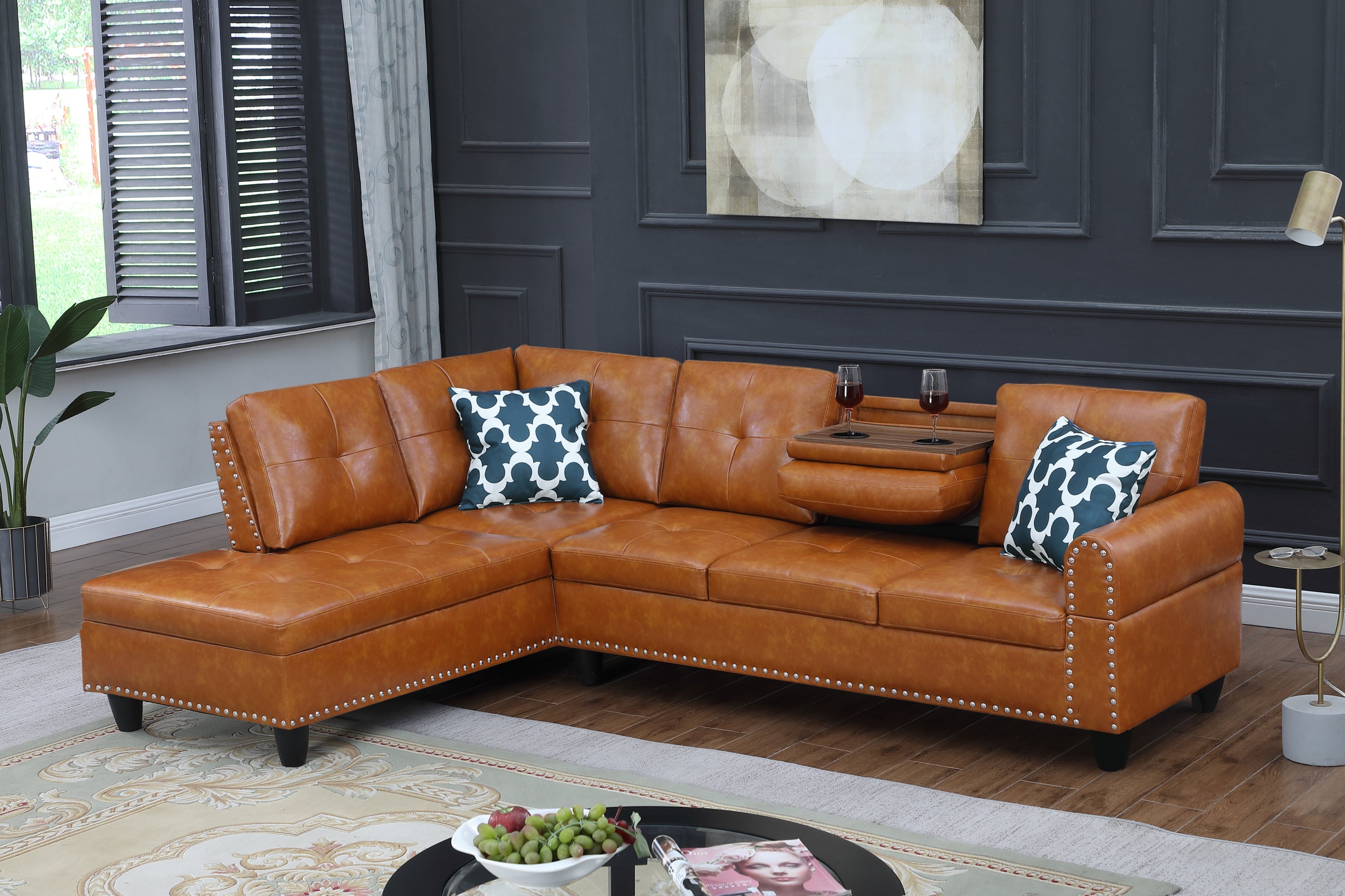 Sectional Sofa Irine Faux Leather 2-piece